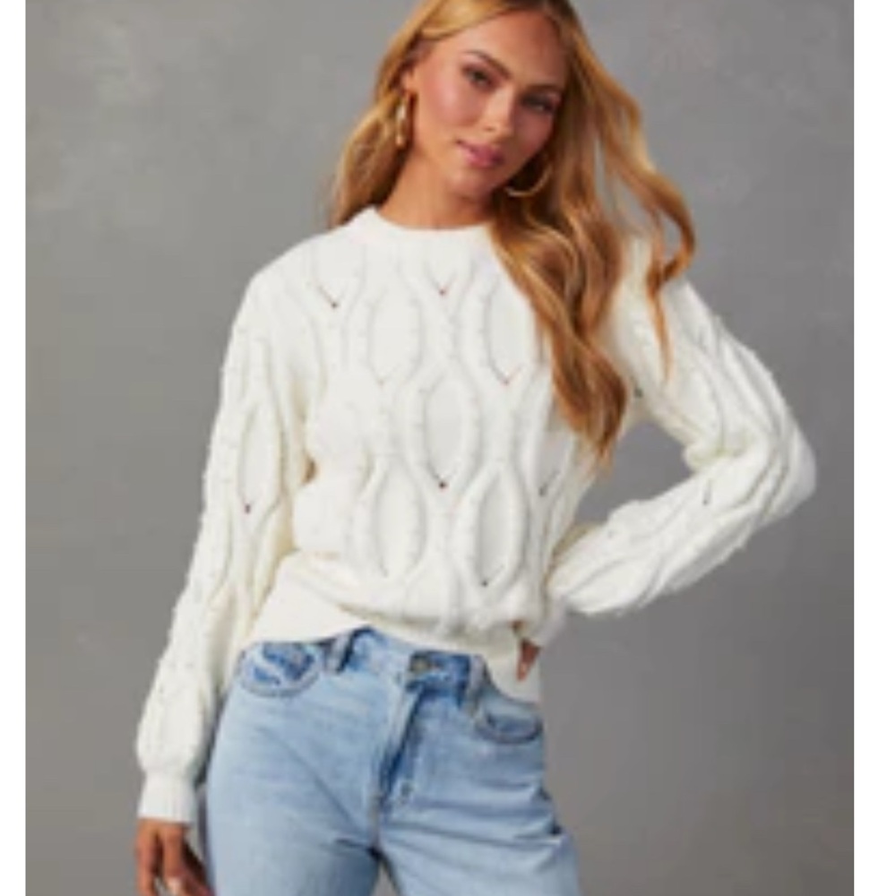 Sweet rain Lyndale embellished Elegant Cream Sweater